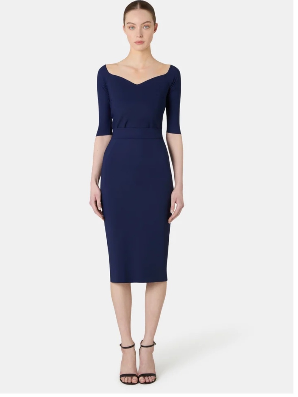 Chiara Boni La Petite Robe Delfina Navy Pencil Midi Skirt Size 8 NWT